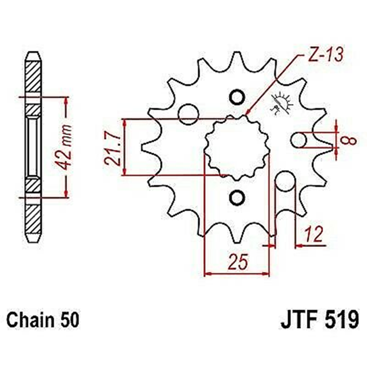 PION JT 519 de acero con 15 dientes